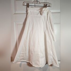 Amy Matto White Lightweight Bow Detail Midi Skirt Small